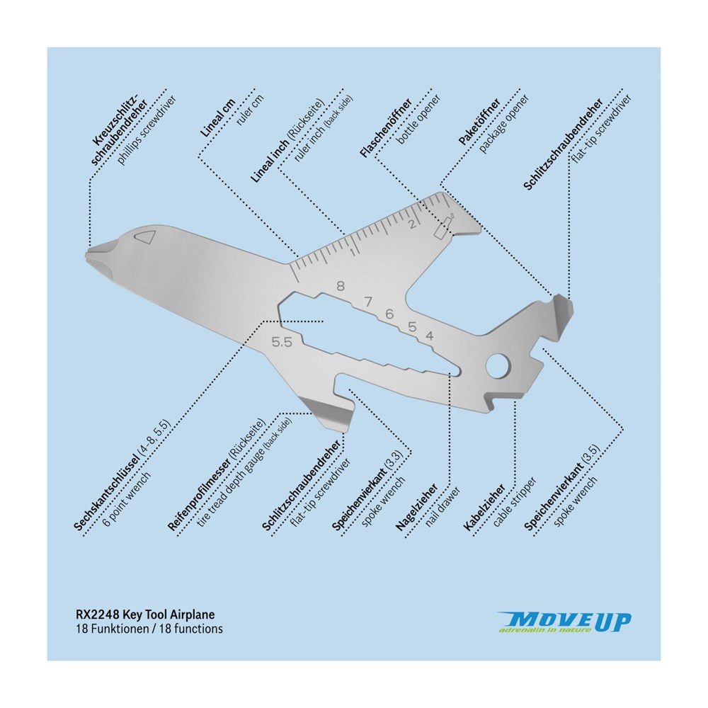 Geschenkartikel: ROMINOX® Key Tool Airplane / Flugzeug (18 Funktionen) im Motiv-Mäppchen Merry Christmas