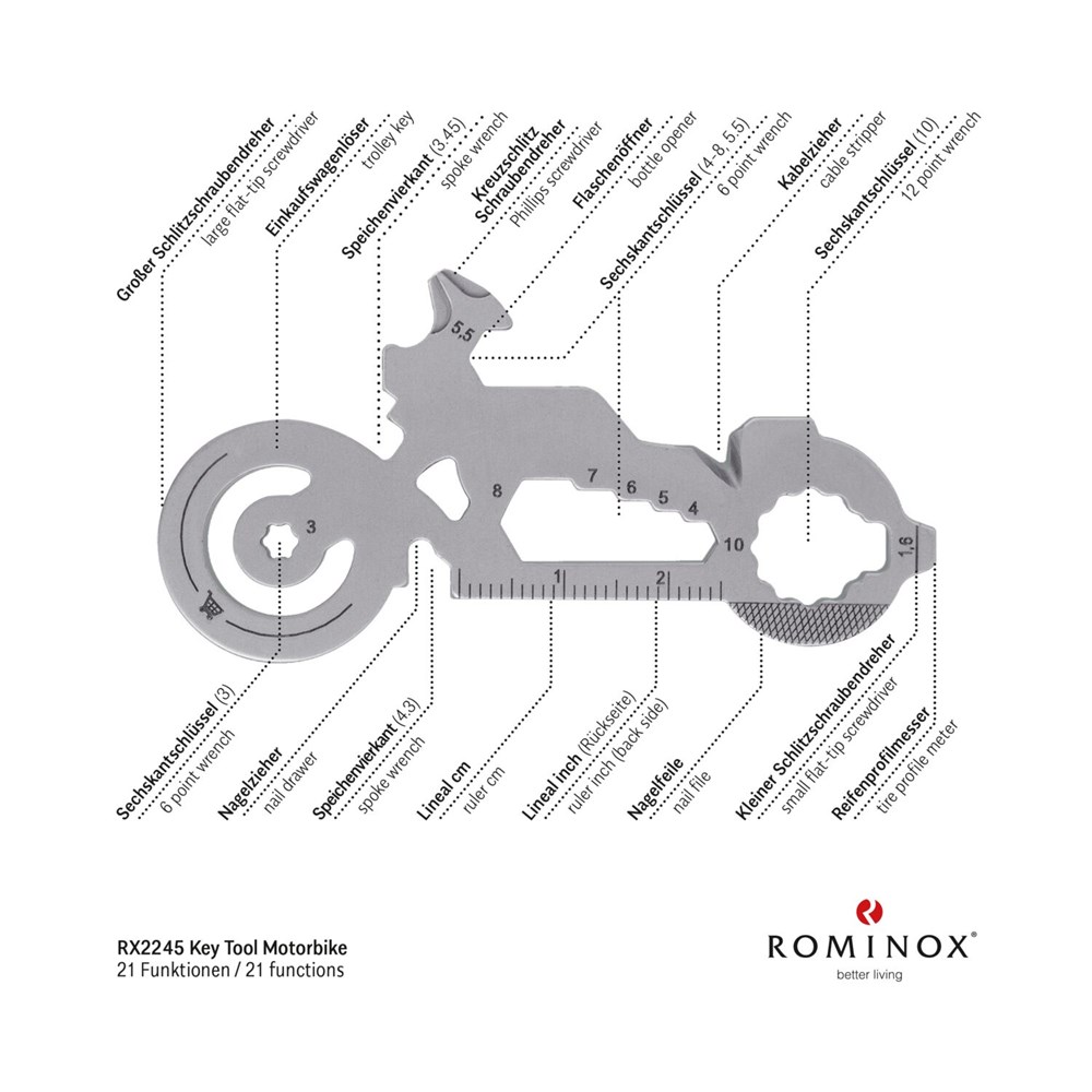 Geschenkartikel: ROMINOX® Key Tool Motorbike / Motorrad (21 Funktionen) im Motiv-Mäppchen Frohe Ostern