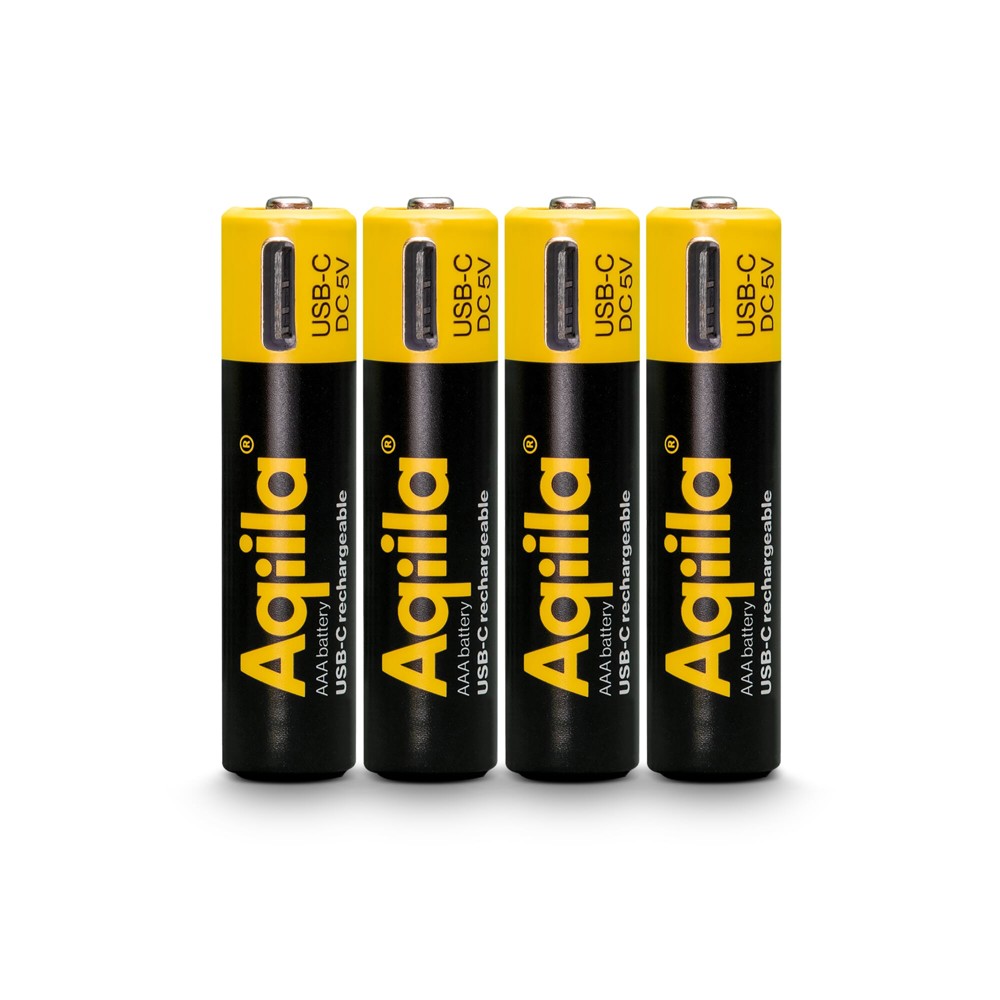 Aqiila Wiederaufladbare USB-C-Batterien AAA 600 mAh, 4er-Pack