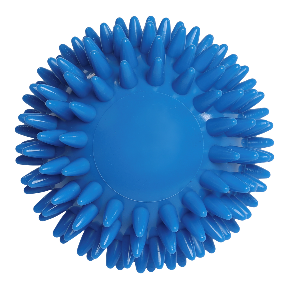 Massageball / Igelball mit runder Prägung (78 mm, Blau), "Made in Germany"