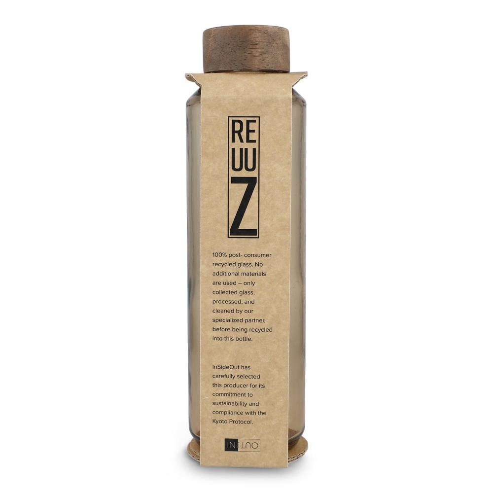 InSideOut Recycelte Glaswasserflasche ReuuZ mit Holzverschluss 650 ml