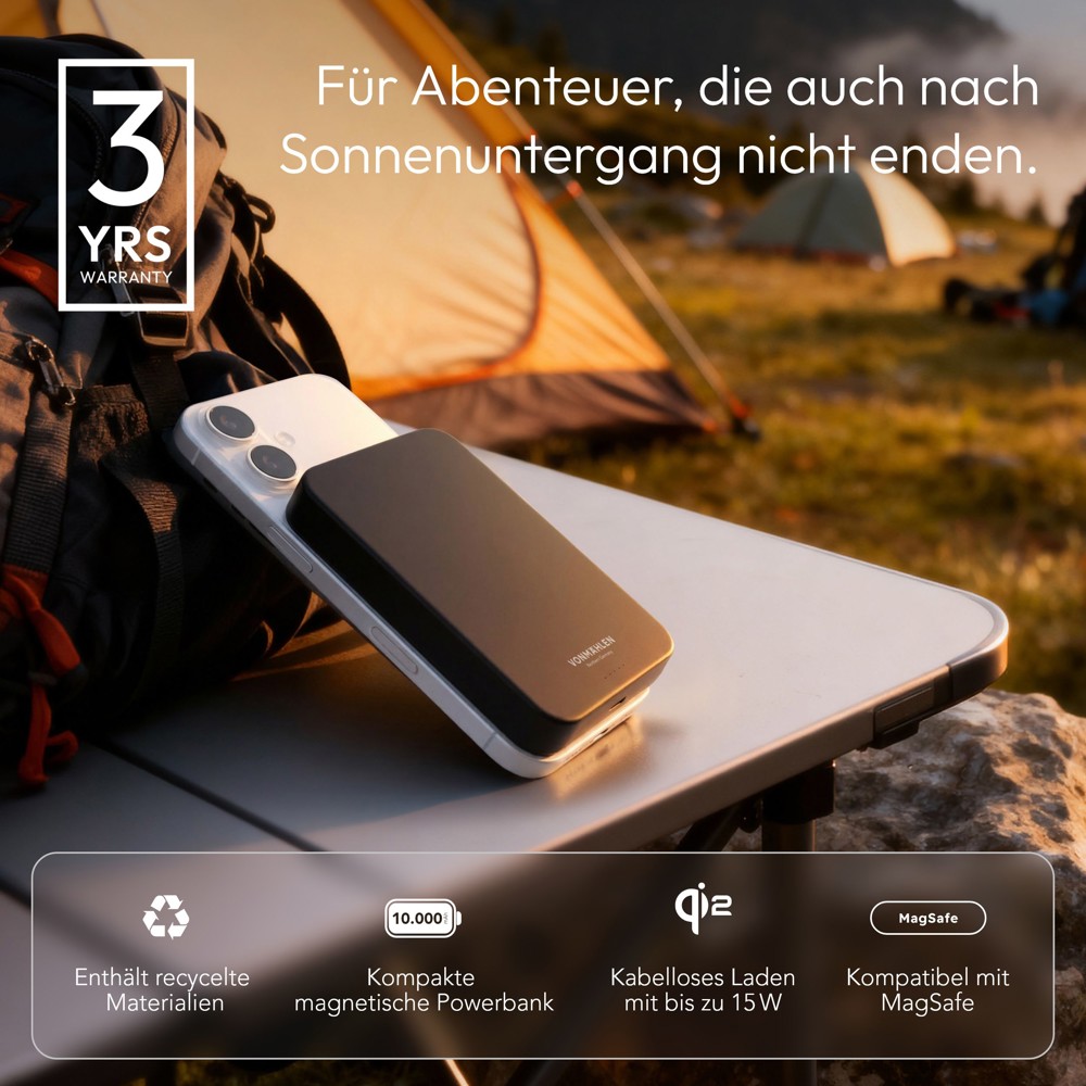 Evergreen Mag 10000 - Die magnetische Powerbank für längere Tage - Schwarz