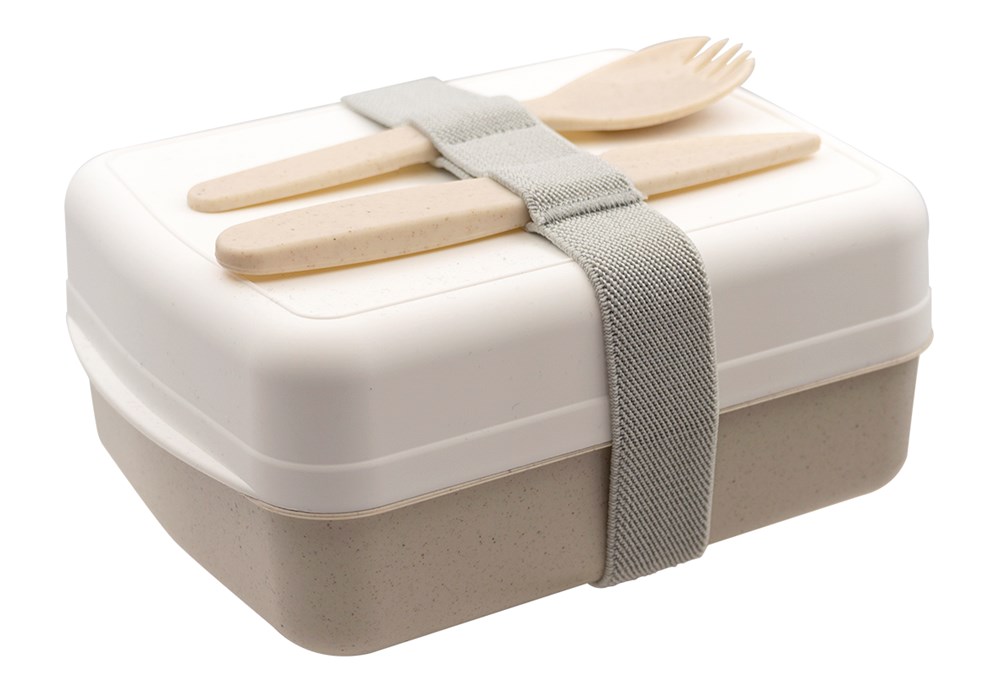 BIO-Snack-Box "Lunch" mit Besteck in weiß/eco-cream