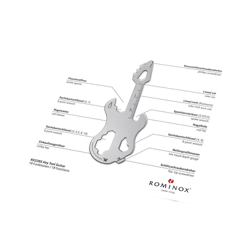 Geschenkartikel: ROMINOX® Key Tool Guitar / Gitarre (19 Funktionen) im Motiv-Mäppchen Werkzeug