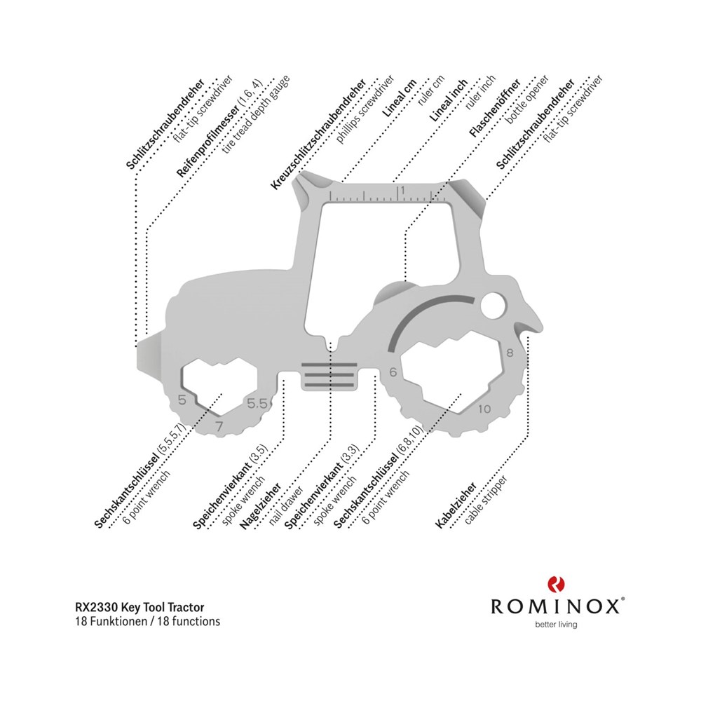 Geschenkartikel: ROMINOX® Key Tool Tractor/Traktor (18 Funktionen) im Motiv-Mäppchen Super Dad