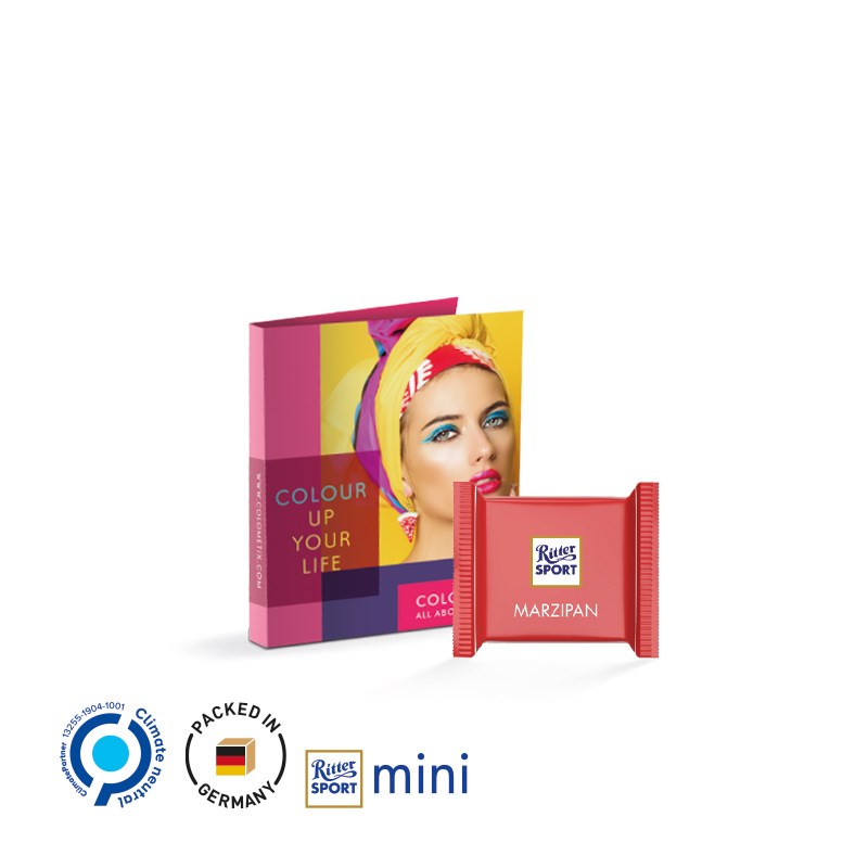 Werbekarte Midi, Ritter SPORT Mini Marzipan