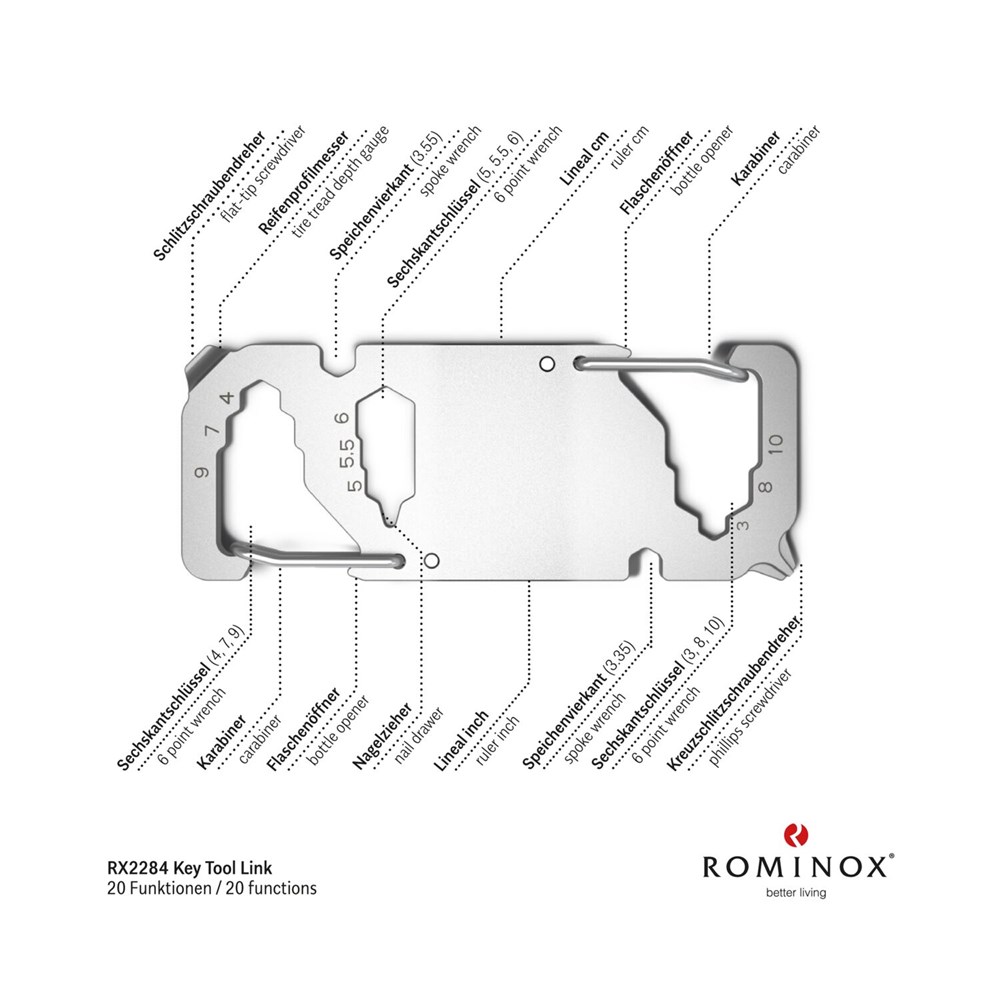 Geschenkartikel: ROMINOX® Key Tool Link (20 Funktionen) im Motiv-Mäppchen Große Helden (Einzelhandel)