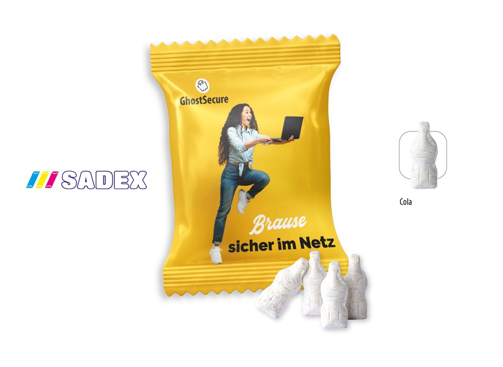 SADEX Brause-Fläschchen Werbetüte 4 Stück  ,  Inhalt:  SADEX Brause-Fläschchen Cola
