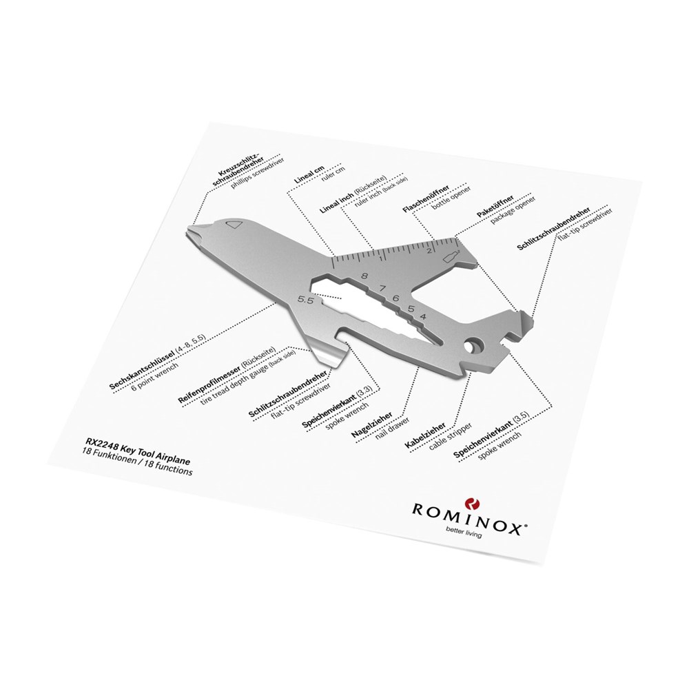 Geschenkartikel: ROMINOX® Key Tool Airplane / Flugzeug (18 Funktionen) im Motiv-Mäppchen Merry Christmas