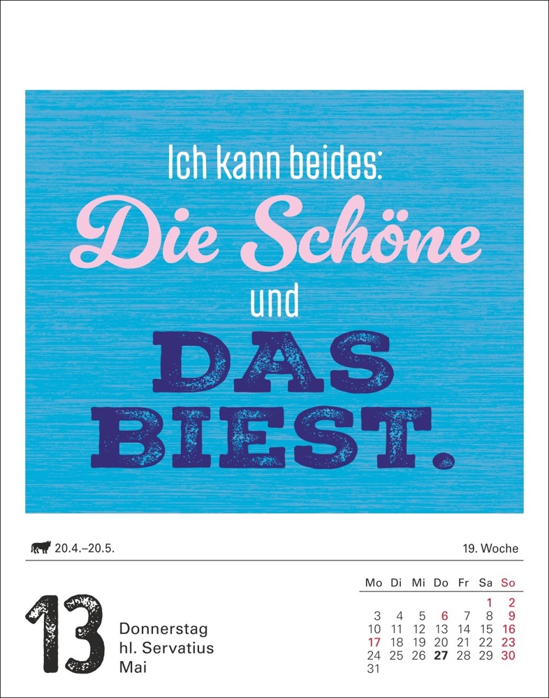 Lange Rede kurzer Gin Tagesabreißkalender