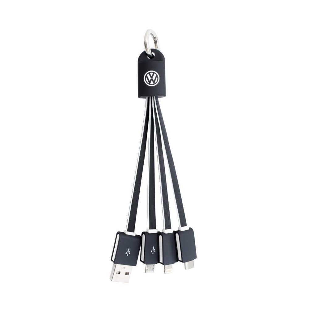 Schlüsselanhänger-Ladekabel "LEDcable" schwarz-weiß