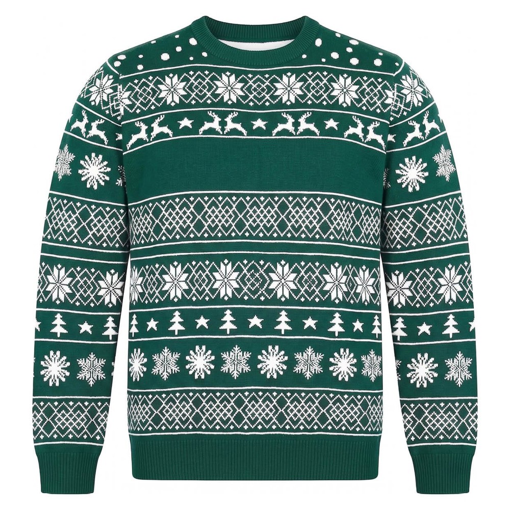 Weihnachtspullover - Flaschengrün (PMS 3308c) / Weiß