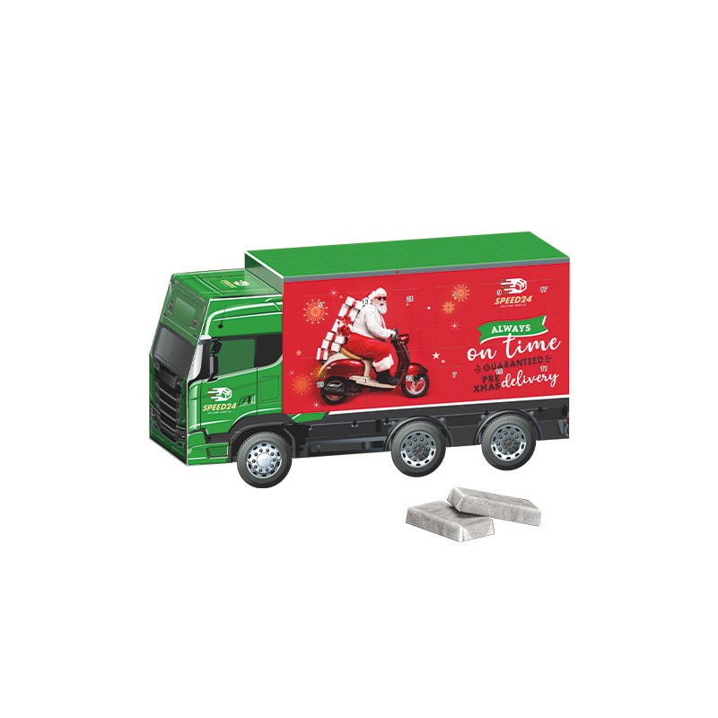 Adventskalender LKW, Napolitain in Pergaminpapier