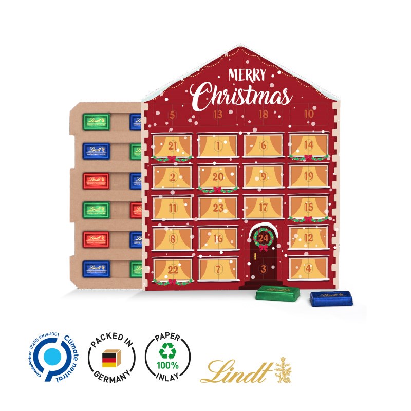 Täfelchen Adventskalender Haus ECO, 24 Lindt Schokotäfelchen