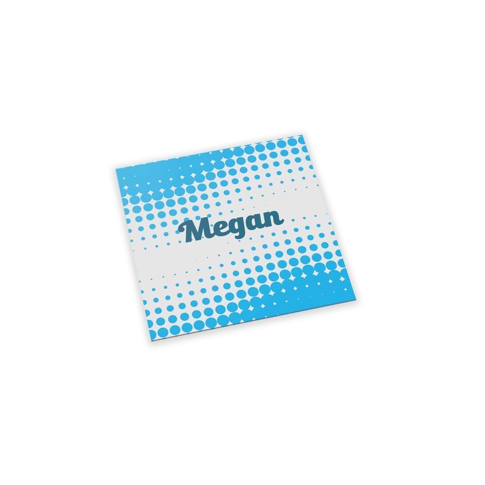 Badge Megan Quadratisch, 40 mm, Magnet, Vollfarbdruck