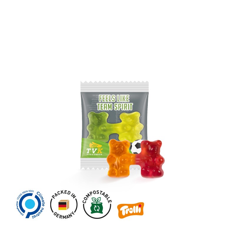 Trolli Team Gummibärchen Premium, Folie kompostierbaren transparent