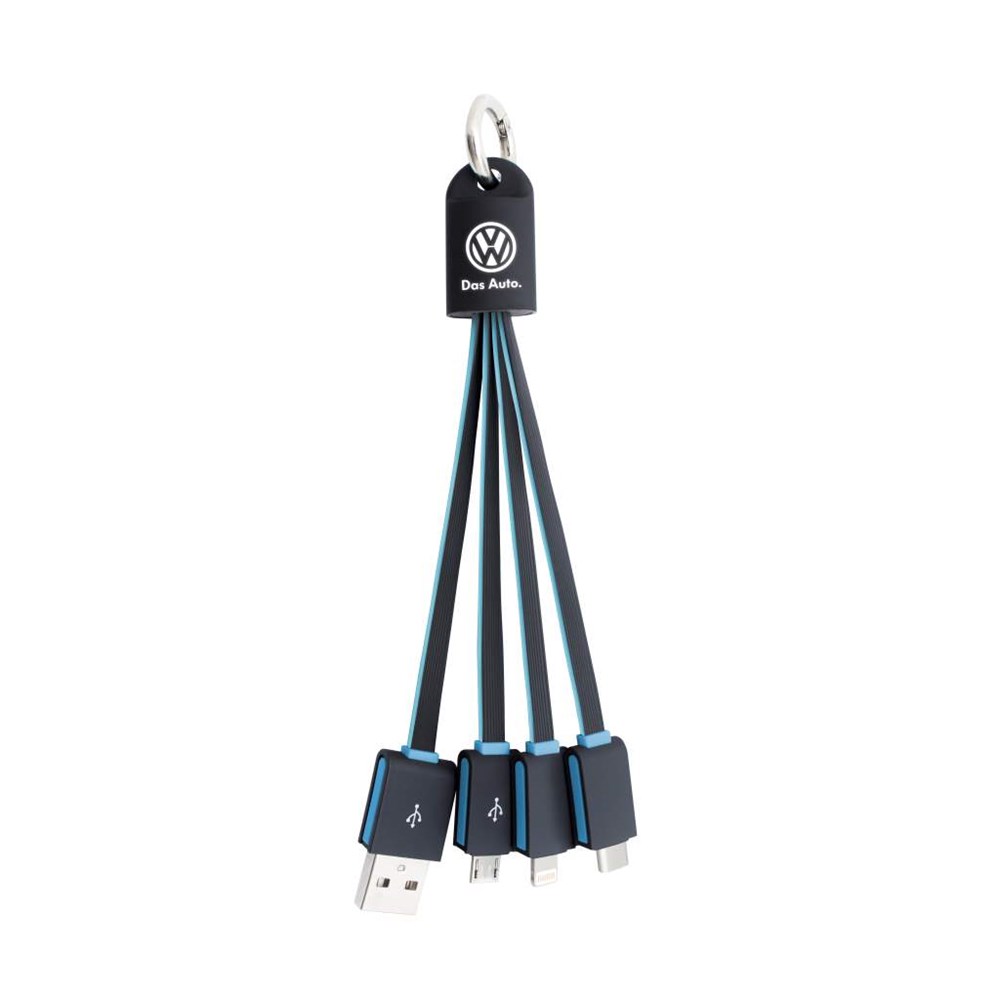 Schlüsselanhänger-Ladekabel "LEDcable" schwarz-blau