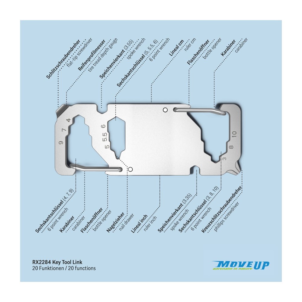 Geschenkartikel: ROMINOX® Key Tool Link (20 Funktionen) im Motiv-Mäppchen Große Helden (Einzelhandel)