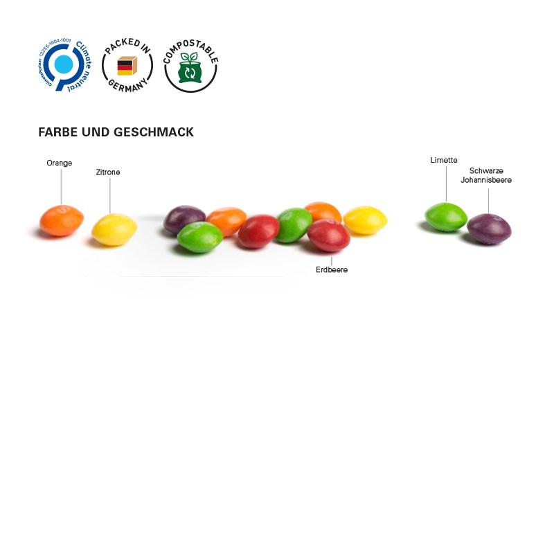 Minitüte, 10 g, kompostierbare Folie weiß, Skittles Fruits Kaubonbons