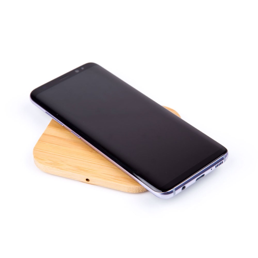 Wireless QI Charger Bamboo square 10 Wattbambus dunkel