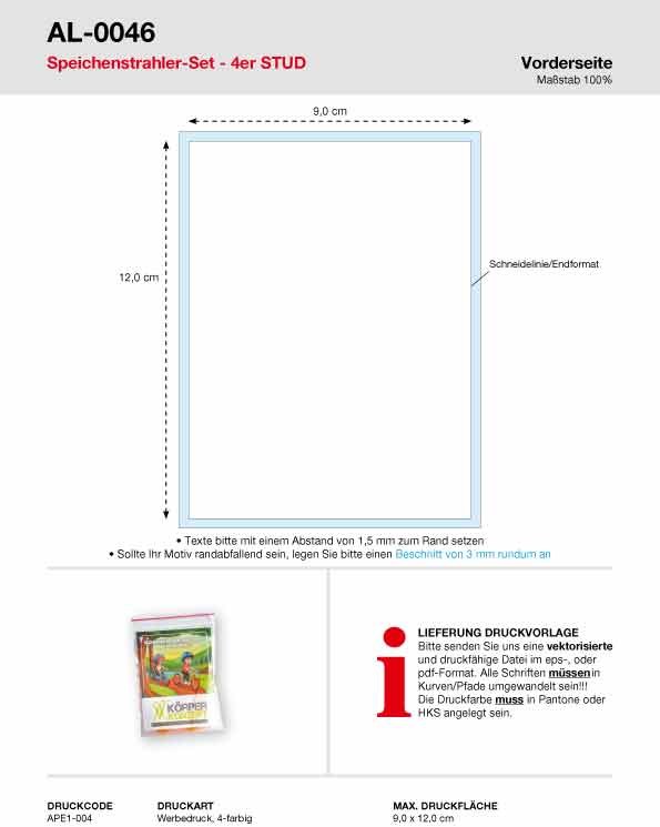 Allflash Speichenstrahler-Set 4er Stud | inkl. 4c Papiereinleger | All In