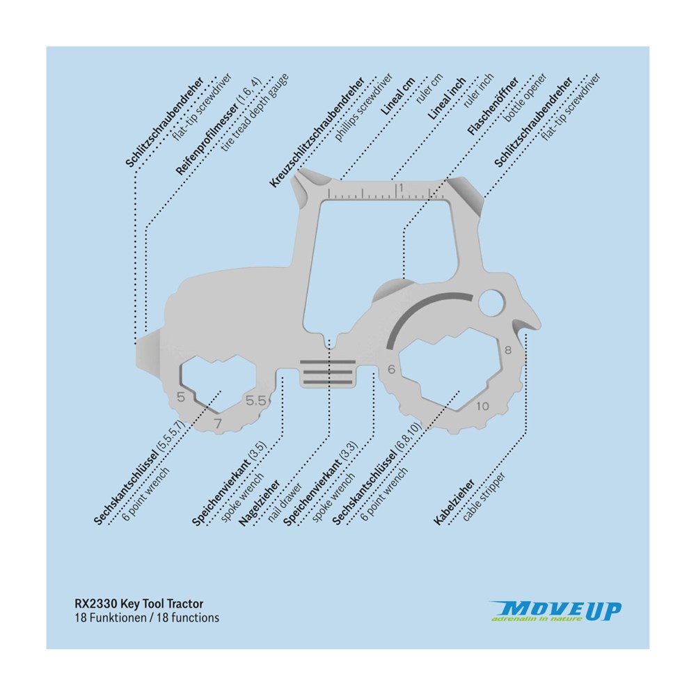 Geschenkartikel: ROMINOX® Key Tool Tractor/Traktor (18 Funktionen) im Motiv-Mäppchen Super Dad