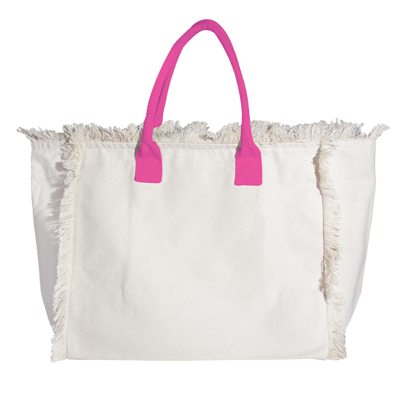 Organic Fairtrade Strandtasche *Lola* mit farbigen Henkeln - Neon Pink