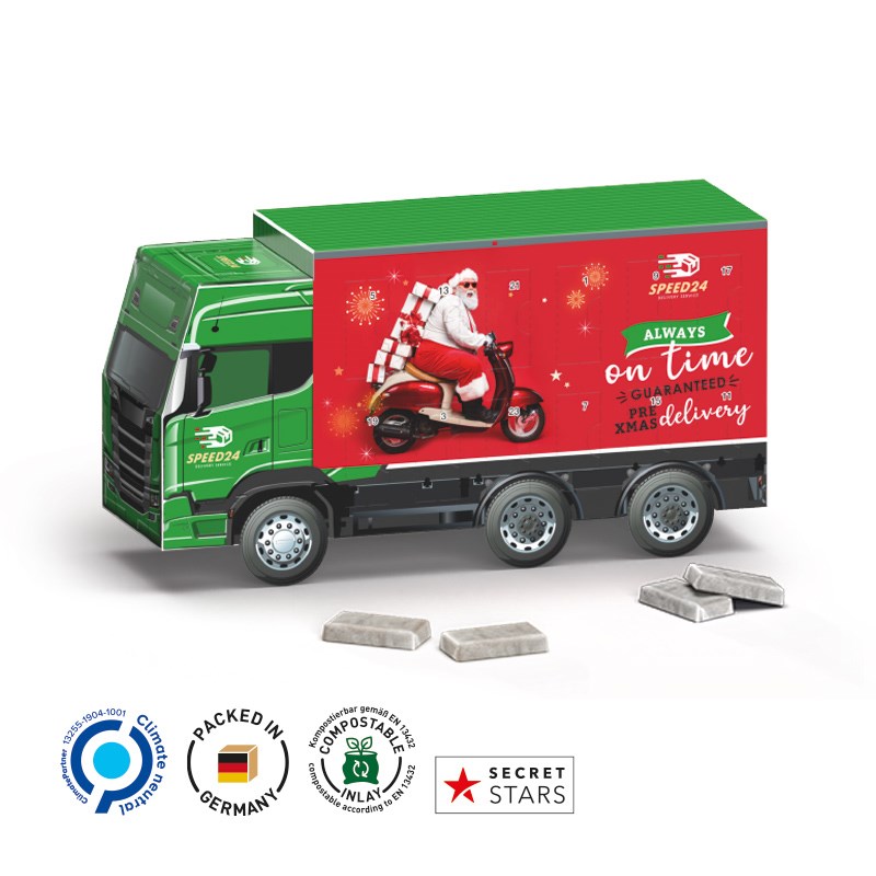 Adventskalender LKW, Napolitain in Pergaminpapier