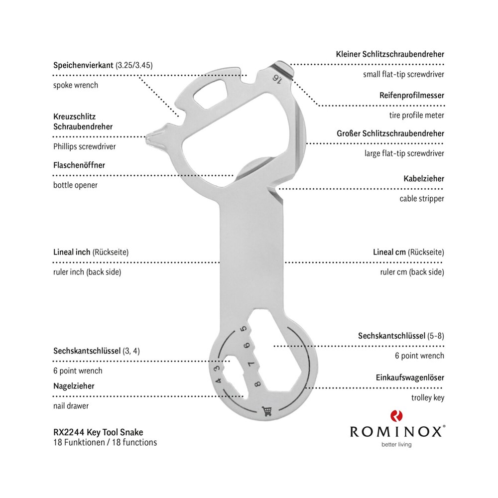 Geschenkartikel: ROMINOX® Key Tool Snake (18 Funktionen) im Motiv-Mäppchen Frohe Weihnachten