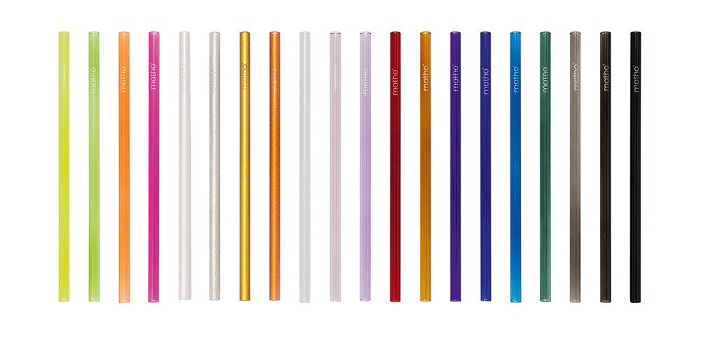 Strohhalm-Set farbig aus 2 Glas-Trinkhalmen mit Reinigungsbürste