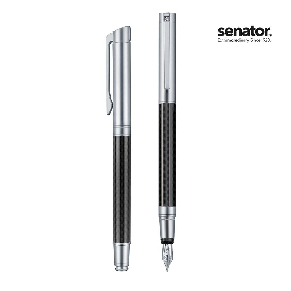 senator® Carbon Line FH  Füllhalter, silber,schwarz