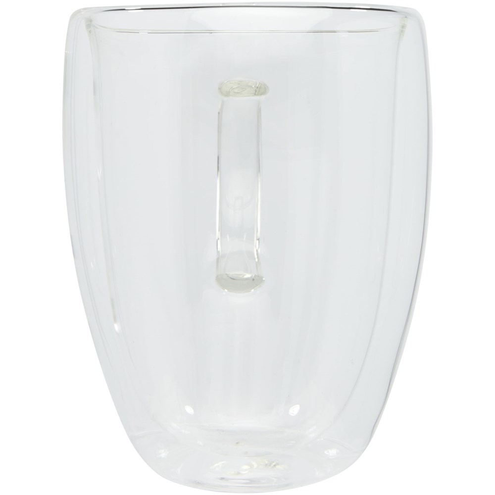 Manti 2-teiliger 350 ml doppelwandiger Glasbecher mit Bambusuntersetzer 